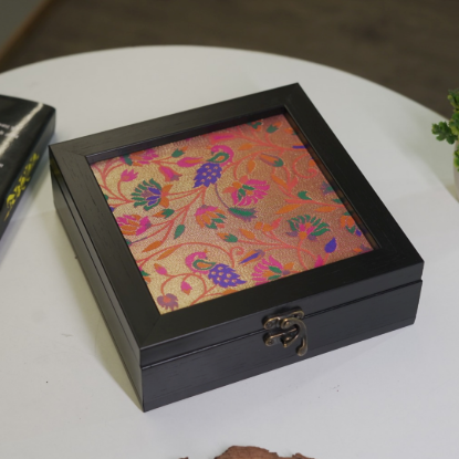 Picture of Paithani Fabric jwellery box 7x7