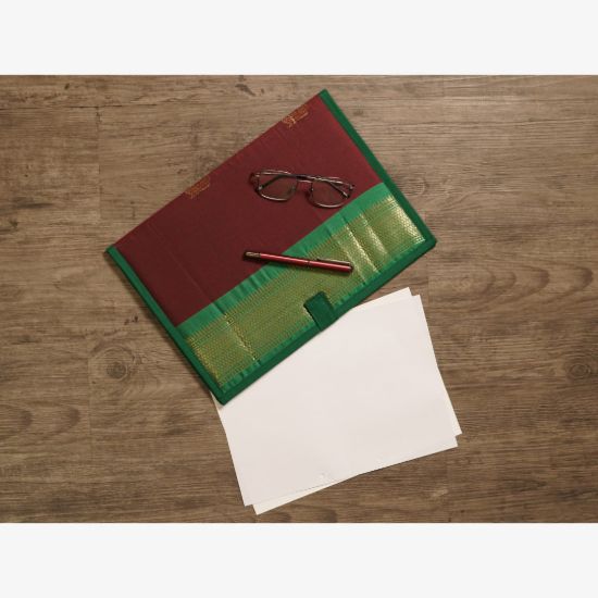 Picture of Paithani Fabric file folder Green