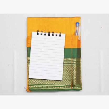 Picture of Paithani Fabric fridge magnet-Yellow-Green